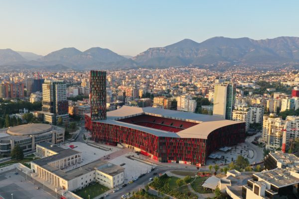 Air,Albania,Stadium,By,Drone,,Tirana,,Albania.