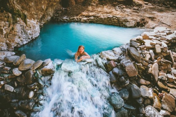 Woman,Bathing,In,A,Hot,Spring,Outdoor,Travel,In,Albania,